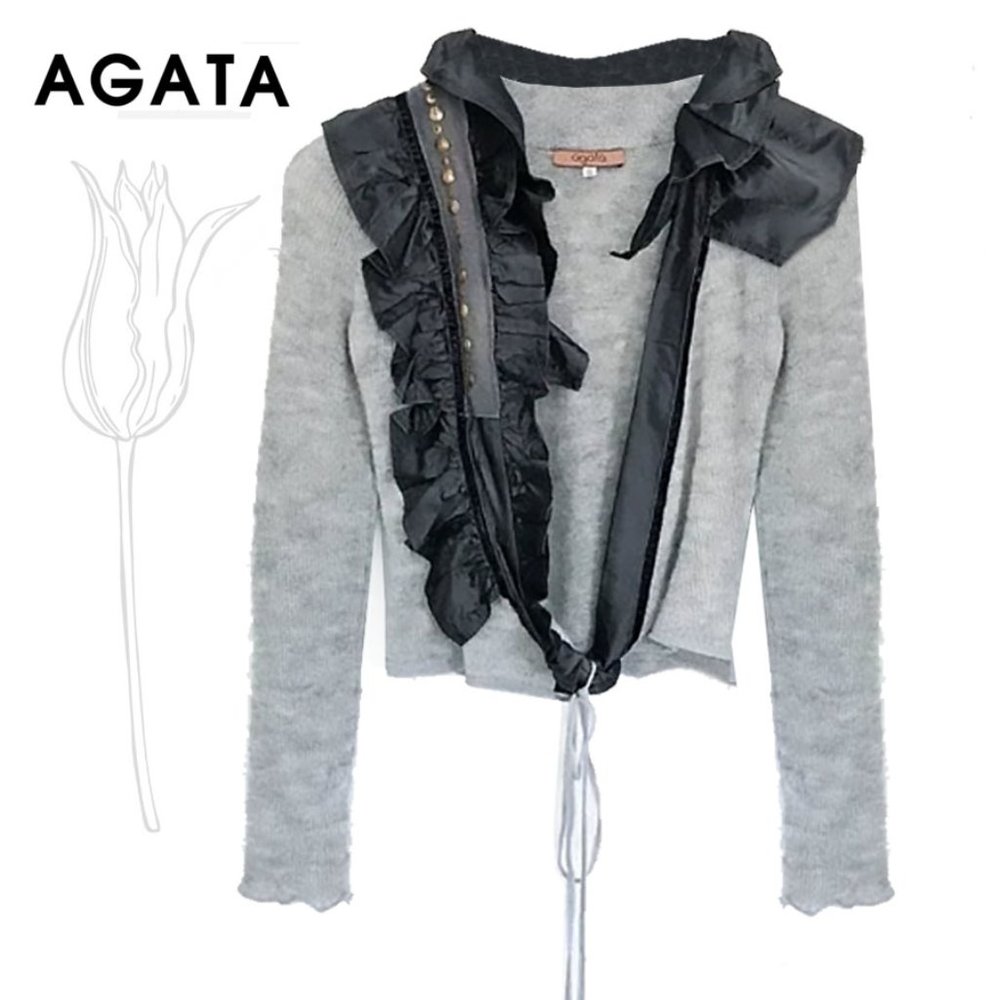 Agata Embellished Ruffle Cropped Wrap Mohair Blend Sweater